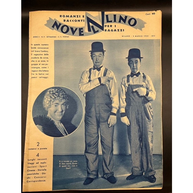 RARE 1935 Italian Laurel and Hardy Magazine Stan Laurel Oliver Hardy, Charlie Chaplin, The Little Rascals, Hollywood, Swiss Miss