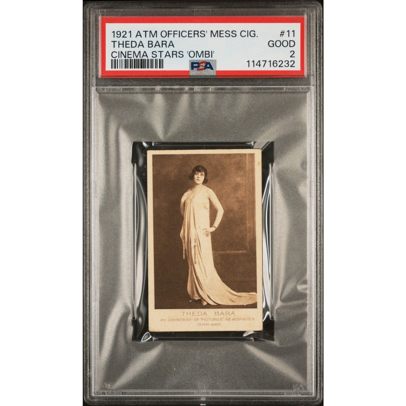 1921 ATM Officers Mess Cigarettes Theda Bara Tobacco Card PSA 2 Only One Graded! Vamp Cleopatra Salome