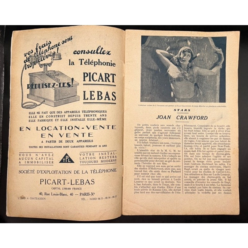 RARE 1929 French Joan Crawford Magazine Cinemagazine Grand Hotel, Mary Pickford, Mildred Pierce, Baby Jane, Hollywood