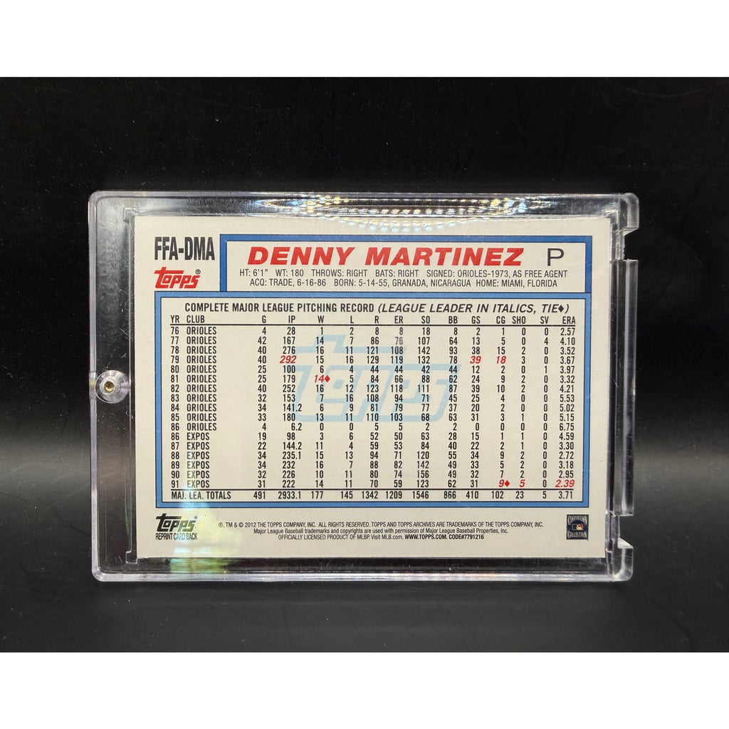2012 Topps Autograph Issue Dennis Martinez Baseball Card Montreal Expos Signed, Baltimore Orioles