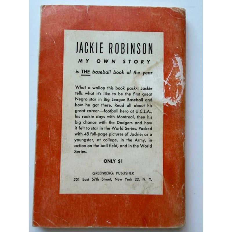 1948 Jackie Robinson My Own Story Book Brooklyn Dodgers Branch Rickey, Jackie Robinson Rookie Year MLB, HOF, Baseball, Montreal Royals