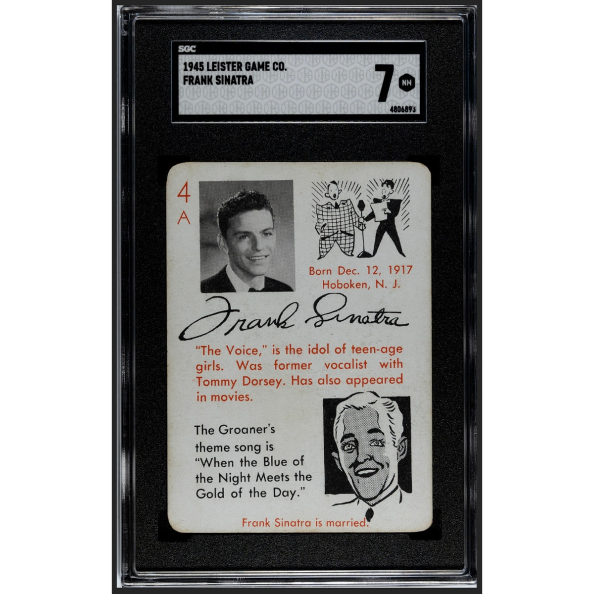 RARE 1945 Leister Frank Sinatra Rookie Card SGC 7 Only 2 Higher Bing Crosby Chairman of the Board Blue Eyes My Way Sinatra Card