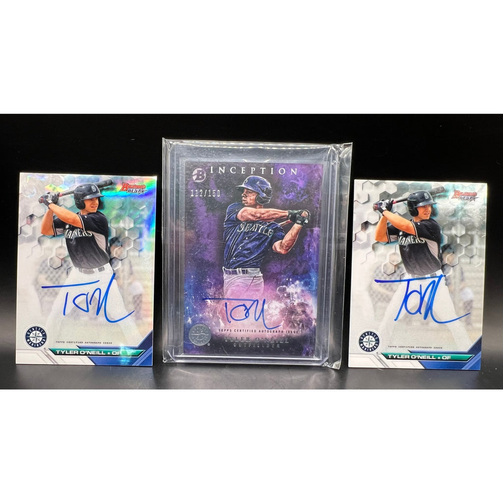 3 Tyler O'Neill Auto Cards 2017 Bowmans Best, 2016 Inception /150 St Louis Cardinals, Baltimore Orioles, Boston Red Sox