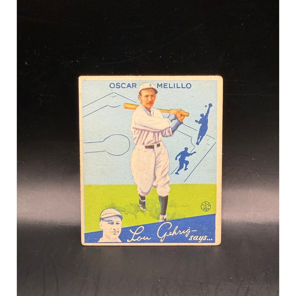 1934 Goudey Oscar Melillo Card St. Louis Browns Baseball Card 45 MLB Big League Chewing Gum, Lou Gehrig Says