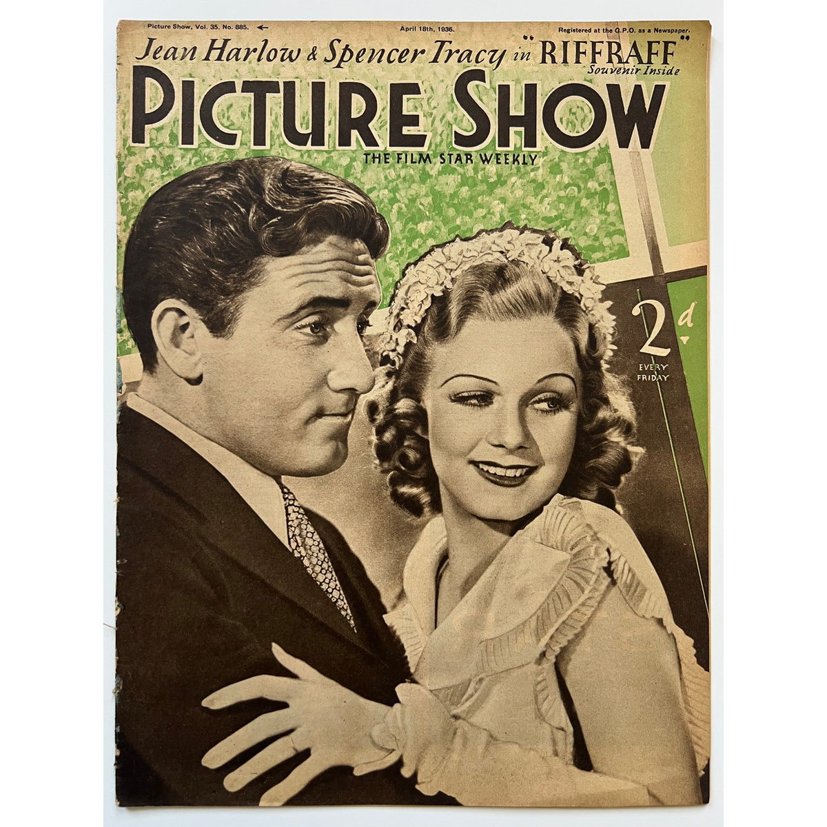 RARE UK Picture Show 1936 Spencer Tracy Jean Harlow Magazine, Riff Raff, Hollywood, Dinner at Eight, Public Enemy, Saratoga, Red Dust