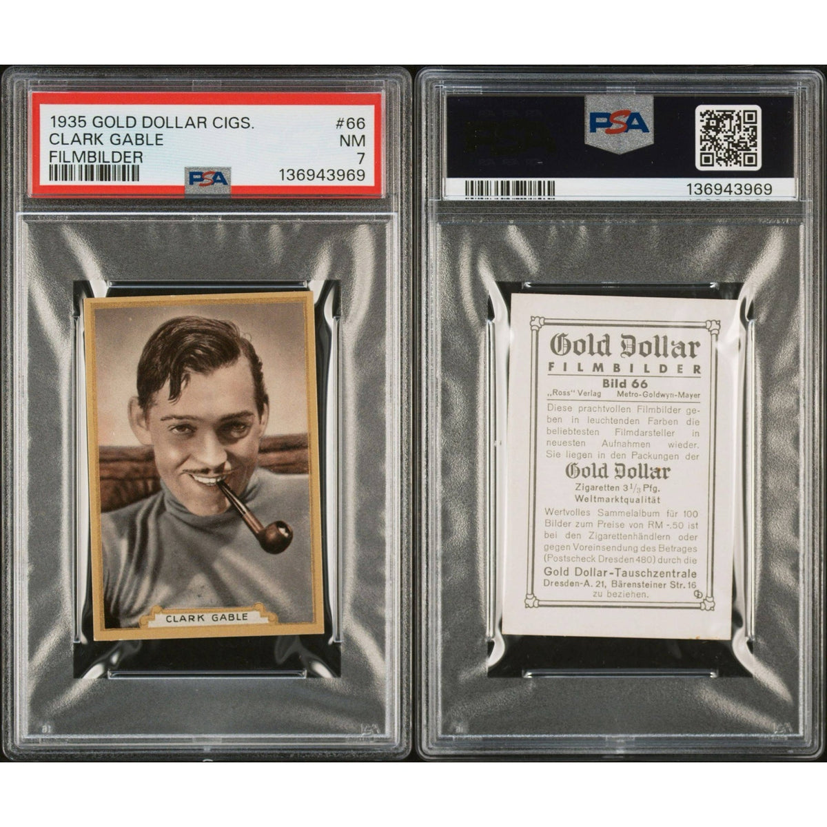 RARE 1935 Gold Dollar Clark Gable Card PSA 7 Gone with the Wind, Misfits, Only 5 Graded! Mutiny on the Bounty, China Seas, Saratoga