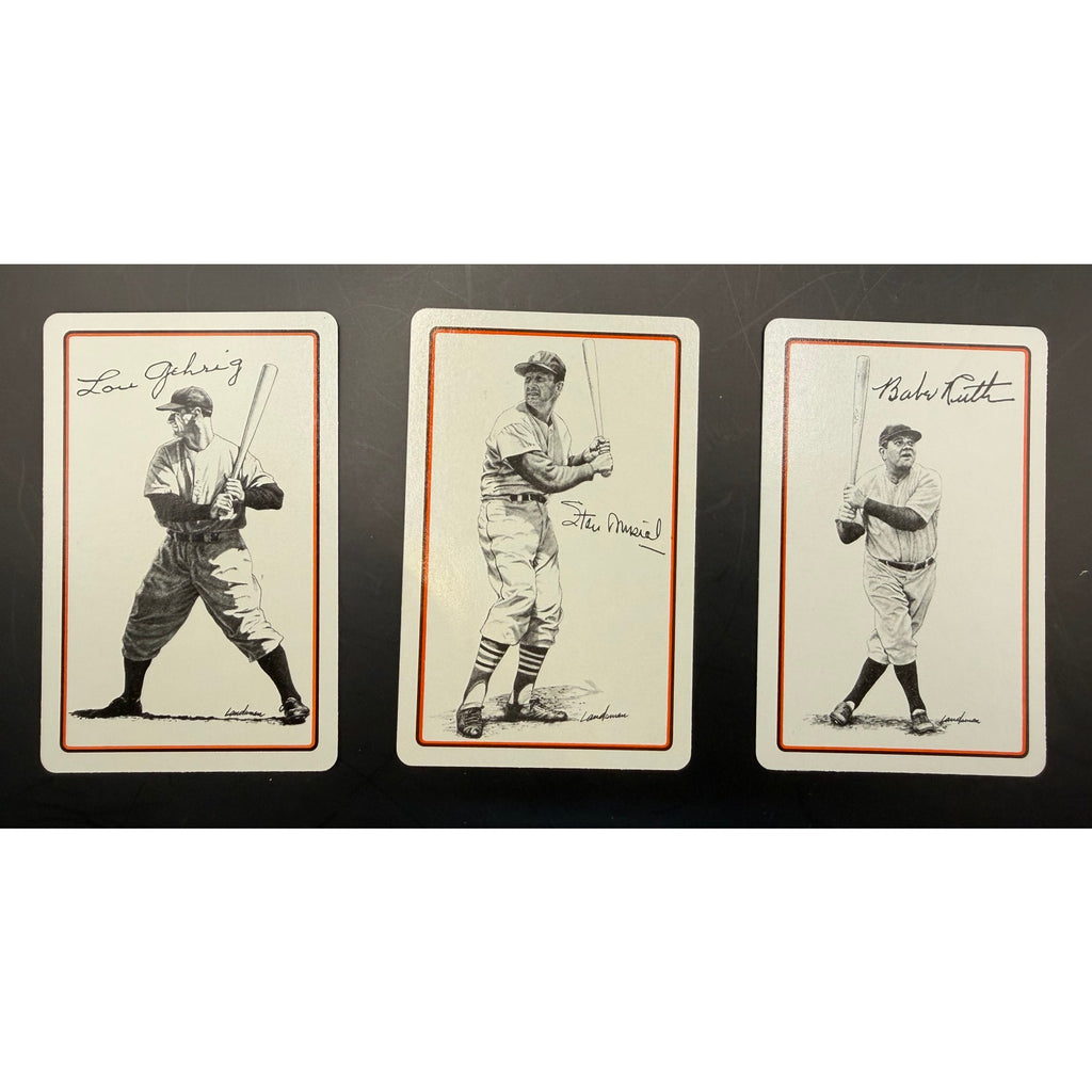3 - 1978 Landsman Playing Cards, Babe Ruth, Lou Gehrig, Stan Musial New York Yankees, St. Louis Cardinals