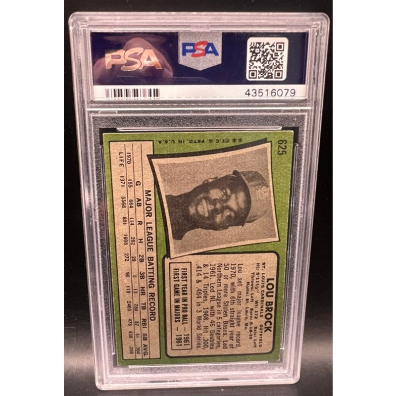 1971 Topps Lou Brock PSA 5 St. Louis Cardinals, Chicago Cubs, HOF Baseball Card