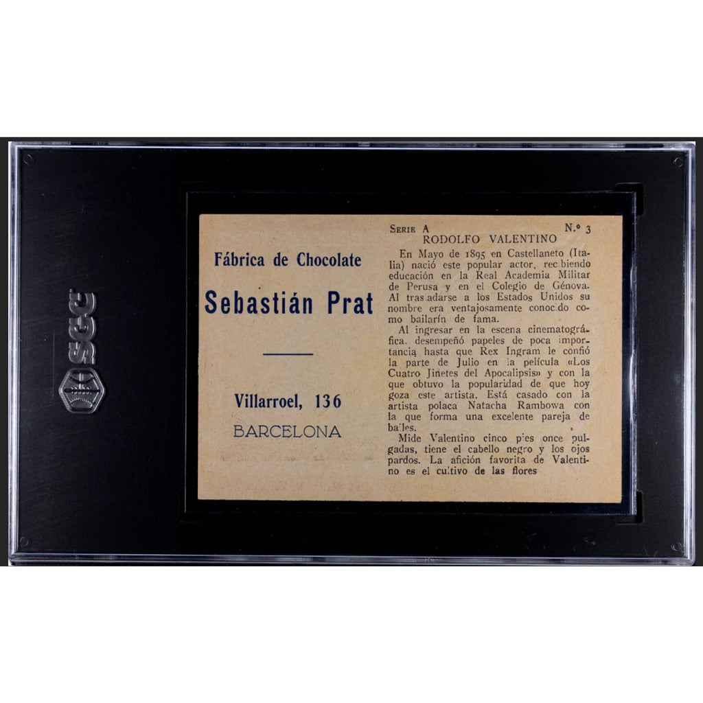 ONLY 1 GRADED 1920s Rudolph Valentino Spanish Chocolate Card SGC 5 Arbor Day, The Sheik, Blood and Sand, Cobra, The Eagle