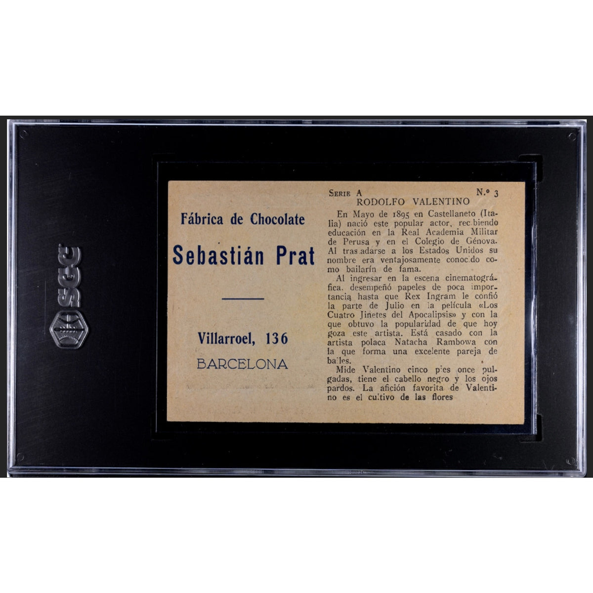 ONLY 1 GRADED 1920s Rudolph Valentino Spanish Chocolate Card SGC 5 Arbor Day, The Sheik, Blood and Sand, Cobra, The Eagle