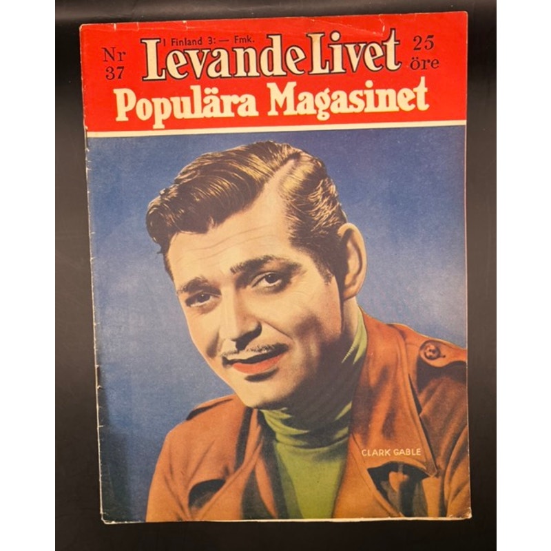 RARE 1937 Swedish Living Life Popular Clark Gable Magazine Gone with the Wind, Misfits, Saratoga, Red Dust, Happened One Night