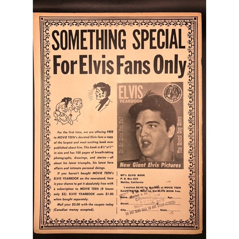 RARE 1961 Elvis Presley Magazine Movie Teen Illustrated Graceland, The King, TCB, Rockabilly, Jailhouse Rock, Hound Dog, Vintage Elvis