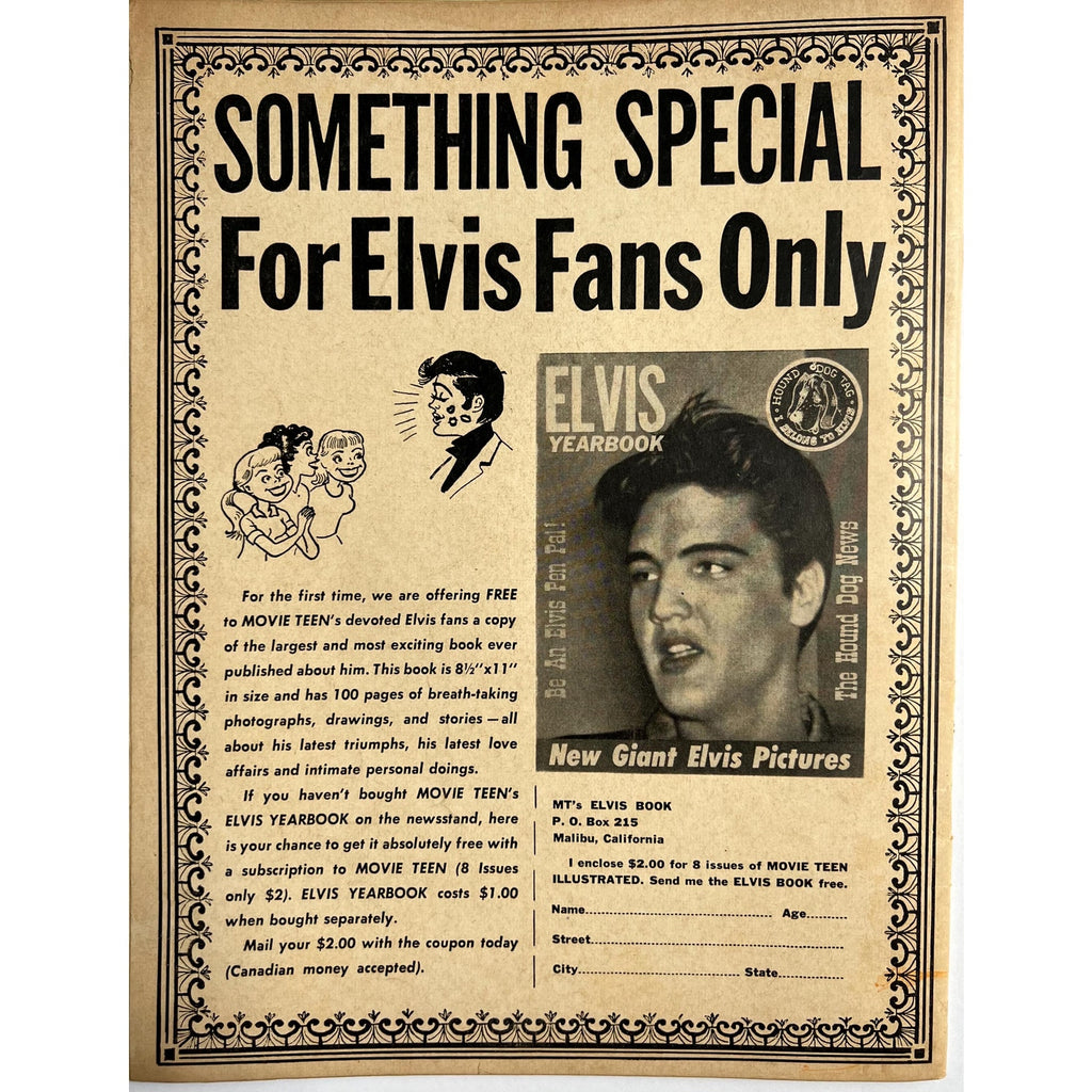 Original 1961 Movie Teen Illustrated Elvis Magazine, Elvis Presley, King of Rock n Roll, Graceland, Hound Dog, TCB, EP, Jailhouse Rock
