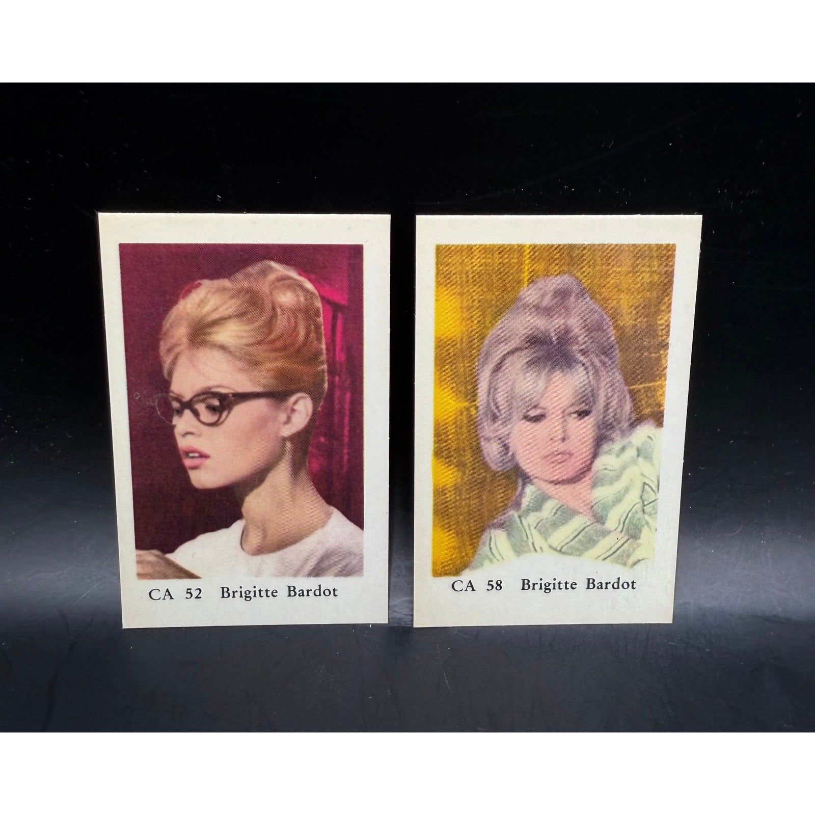 2 RARE Dutch 1960s Brigitte Bardot Cards And God Created Woman, Contempt, French, Viva Maria, The Legend of Kid Frenchie, Shalako, Hollywood
