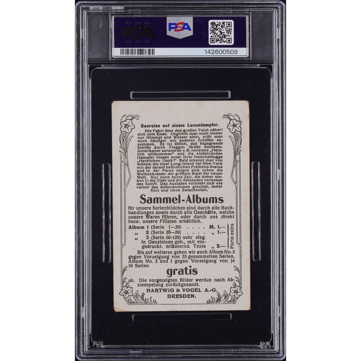 1909 Hartwig & Vogel Statue of Liberty Card New York USA PSA 1.5 Highest Grade! New York Harbor, Seereise Auf / Luxusdampfer