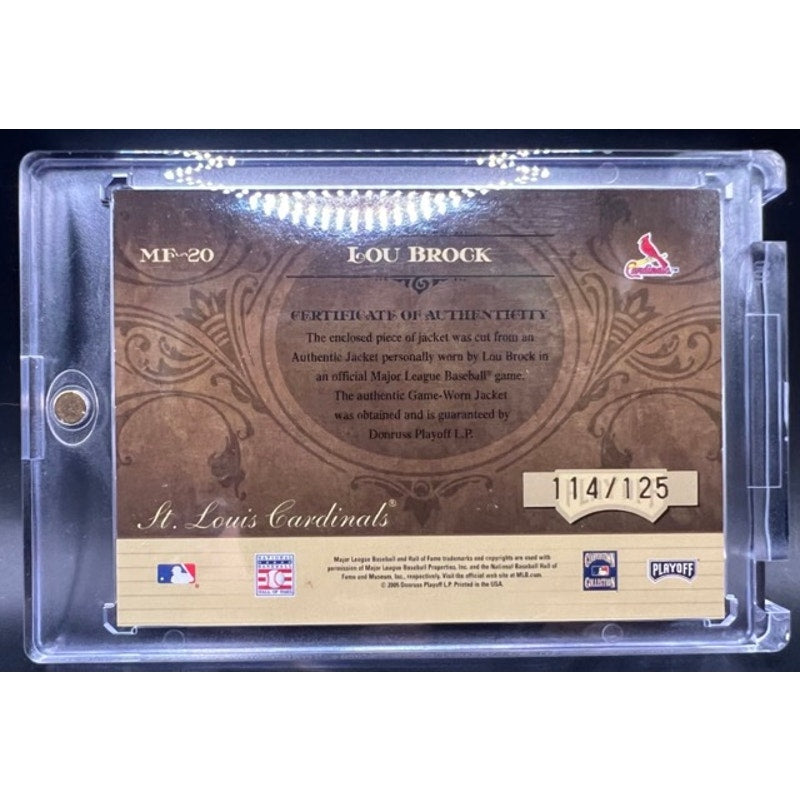 2005 Playoff Absolute Lou Brock Auto 114/125 St. Louis Cardinals, Chicago Cubs