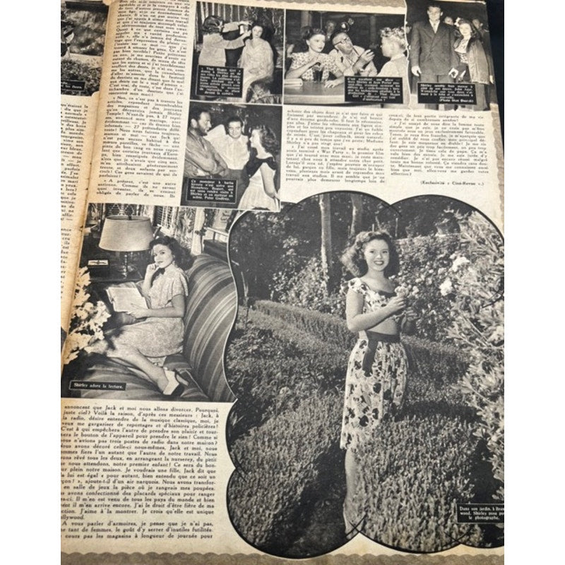 RARE French 1947 Shirley Temple, Laurel and Hardy Magazine Cine Revue, Hollywood