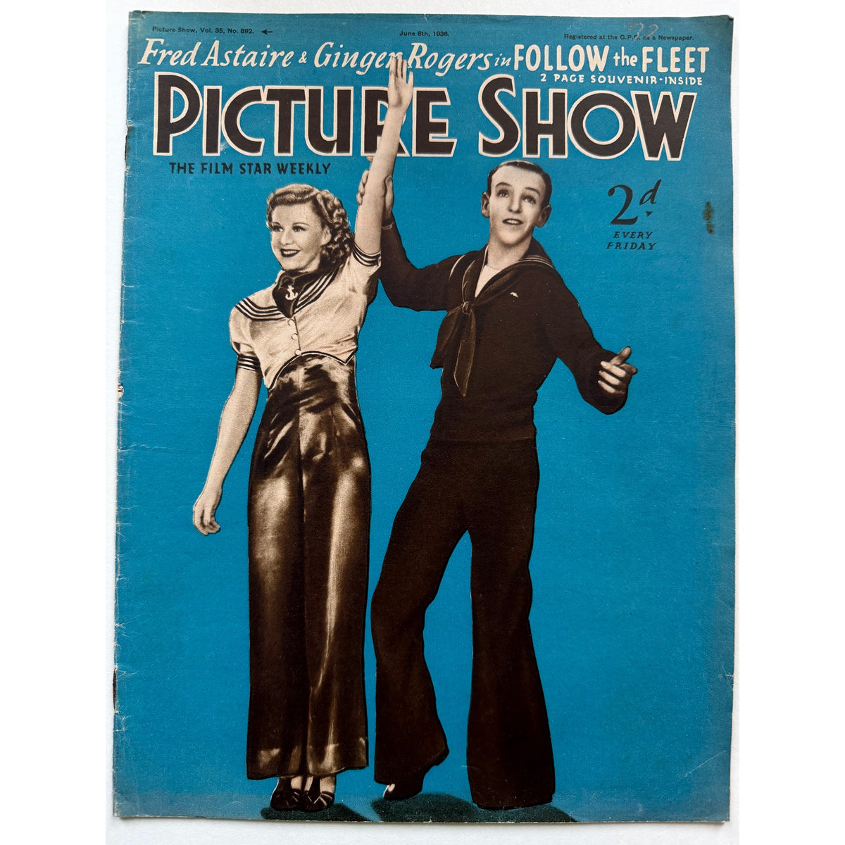 RARE UK 1936 Ginger Rogers  Fred Astaire Magazine Picture Show Hollywood, Follow the Fleet, Top Hat, Gay Divorcee, Rogers and Astaire