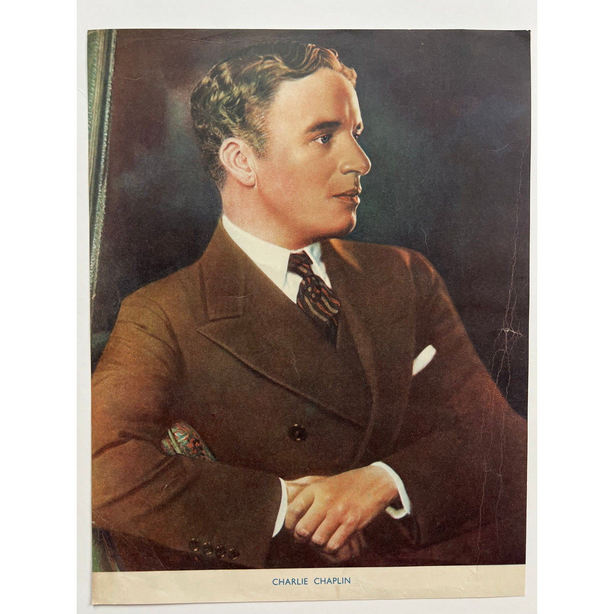 RARE 1930's Charlie Chaplin Fan 8.25 x 10.5 Photo/Page Hollywood Charles Chaplin, City Lights, Gold Rush, The Kid, Modern Times, The Circus