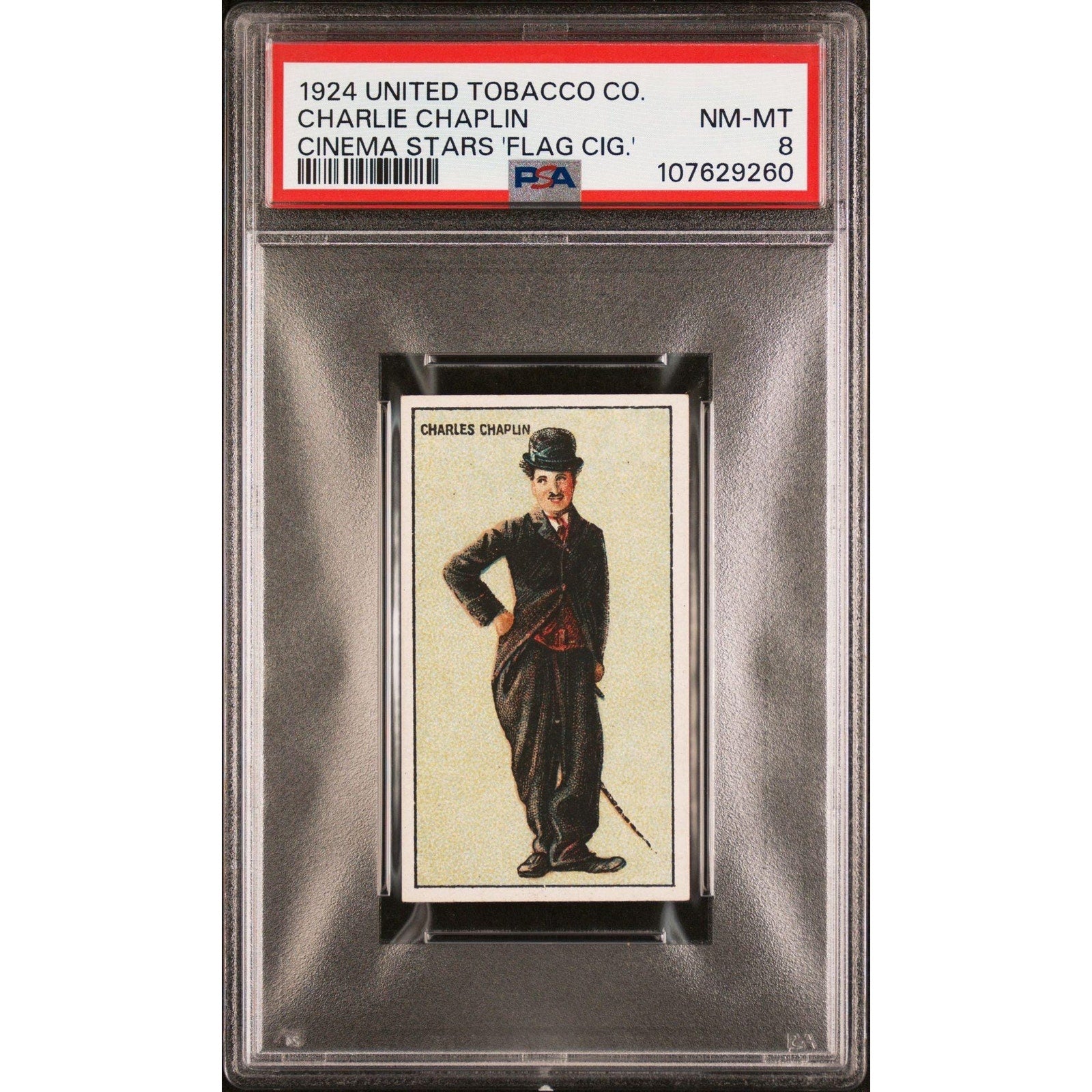 Rare 1924 United Tobacco Charlie Chaplin Tobacco Card PSA 8 Highest Grade!
