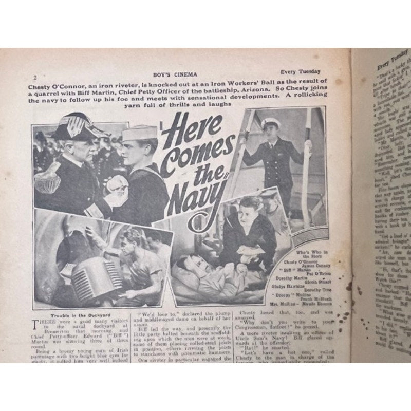 1934 Boys Cinema James Cagney Magazine Here Comes the Navy, Yankee Doodle Dandy, Angels with Dirty Faces, Public Enemy, Hollywood