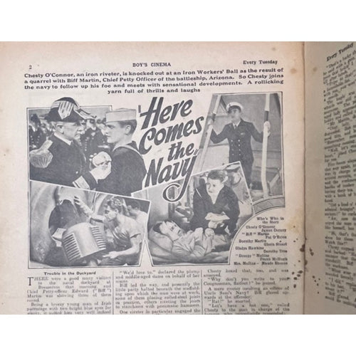1934 Boys Cinema James Cagney Magazine Here Comes the Navy, Yankee Doodle Dandy, Angels with Dirty Faces, Public Enemy, Hollywood