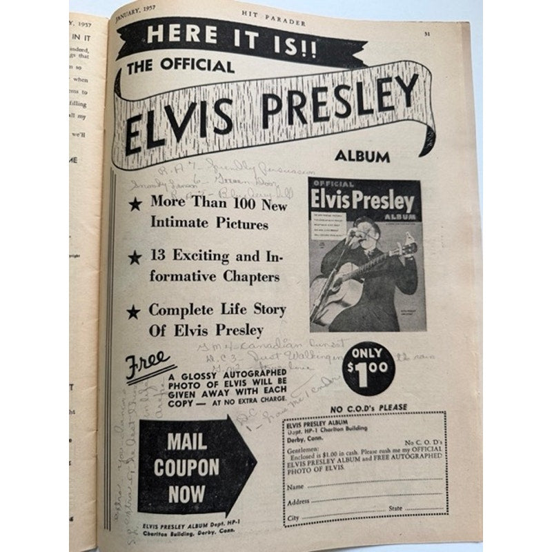 Scarce 1957 Elvis Presley Magazine Love Me Tender, Johnny Cash, Debra Paget TCB, Graceland, Jailhouse Rock, King Creole, Rockabilly