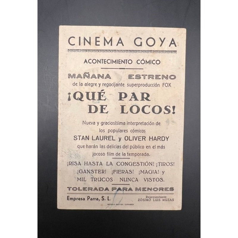 1942 Spanish Laurel and Hardy Movie Herald Handout A Haunting We Will Go, A Fine Mess, Pardon Us, Bonnie Scotland, Beau Hunks, Hollywood