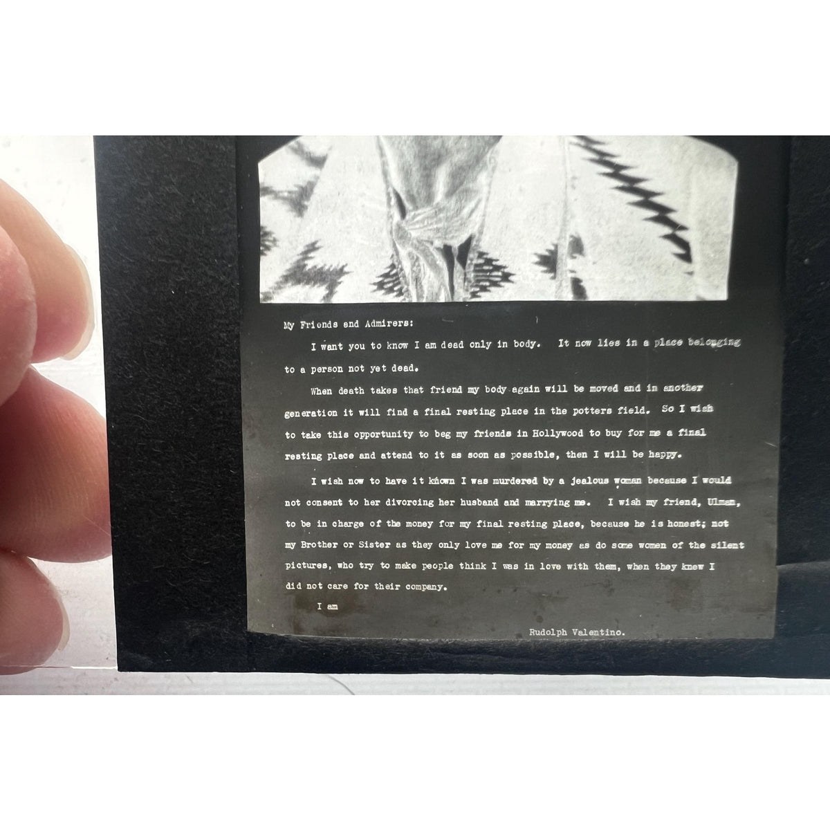 Uber Rare 1926 Rudolph Valentino Glass Slide, Silent Movie, Latin Lover, Sheik, Hollywood, Vintage Hollywood, Sainted Devil, Hollywoodland