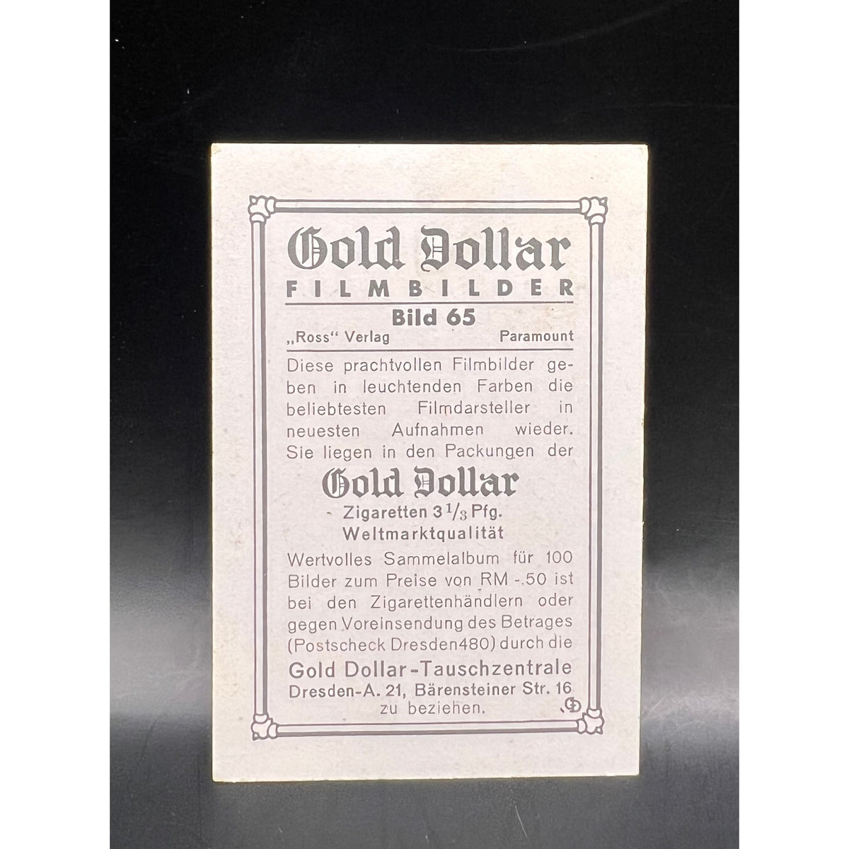 RARE German 1935 Gold Dollar Filmbilder Anna May Wong Card Piccadilly Hollywood