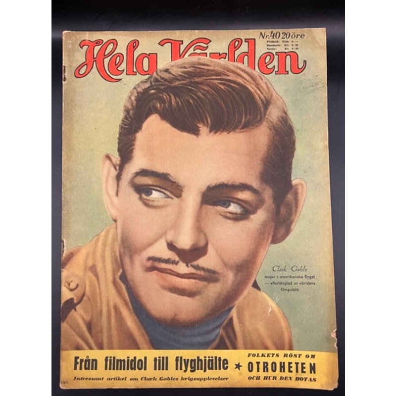 RARE 1945 Swedish Clark Gable Magazine Gone with the Wind The Misfits, Mutiny on the Bounty, It Happened One Night, Hollywood
