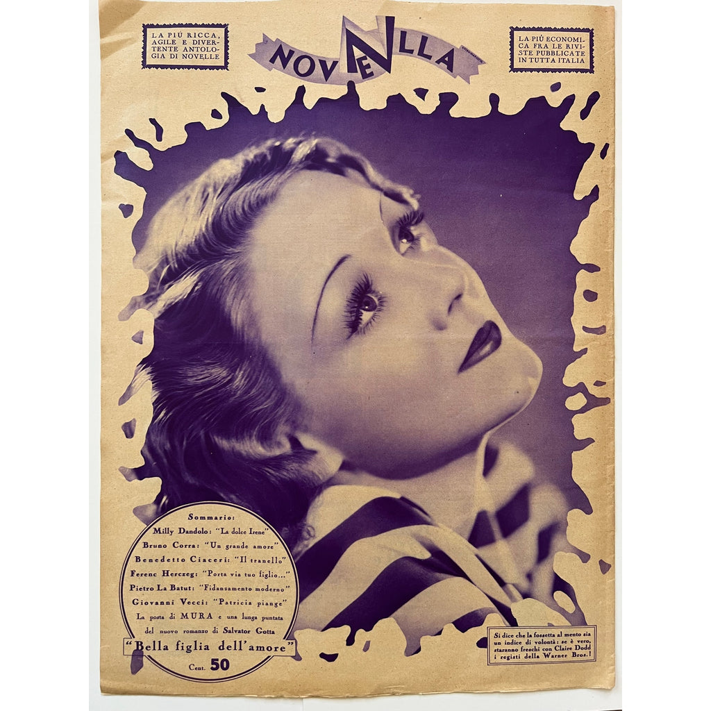RARE Gorgeous 1934 Italian Claudette Colbert Cleopatra Magazine, Boom Town, Zaza, It Happened One Night, Bride for Sale, Hollywood
