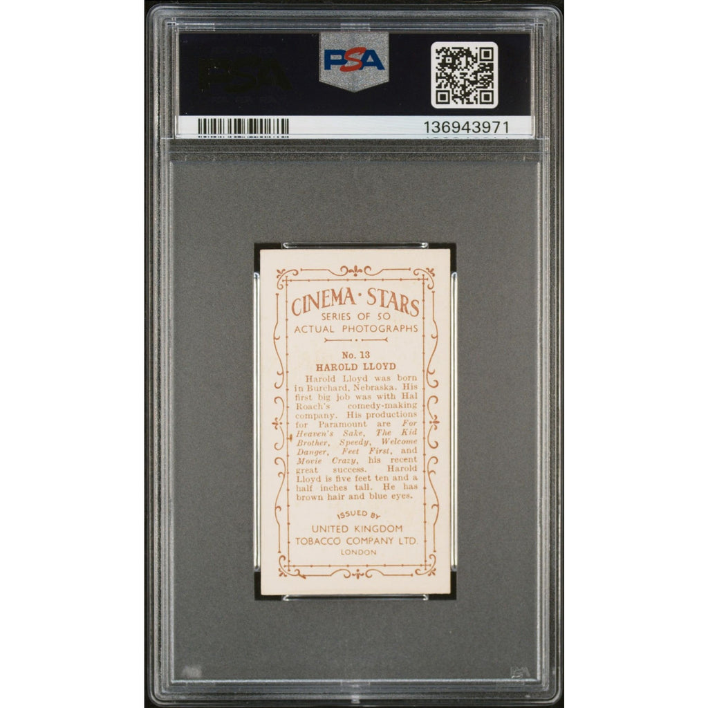 RARE 1934 United Kingdom Tobacco Harold Lloyd PSA 4, Only 5 Graded! Safety Last, Freshman, Girl Shy, Speedy, Slilent Film, Hollywood