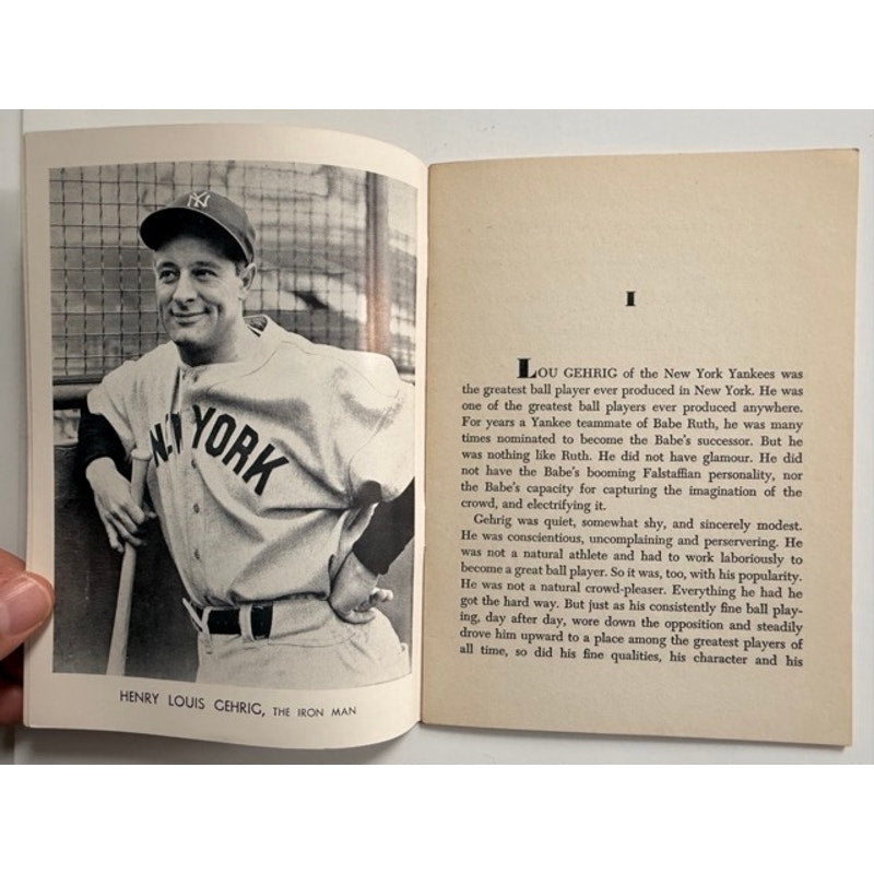 RARE 1953 Baseball's Immortals Lou Gehrig Booklet Baseball Hall of Fame New York Yankees, Iron Horse, MLB