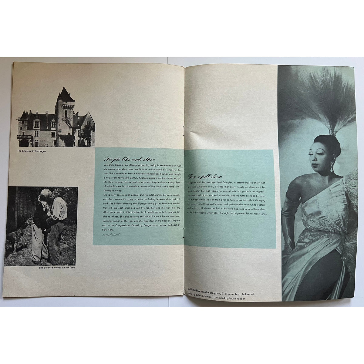 Magnificent 40s - 50s Josephine Baker Program ZouZou, Black Venus, Hollywood, Folies Bergere, Banana Dance, Siren of the Tropics, France