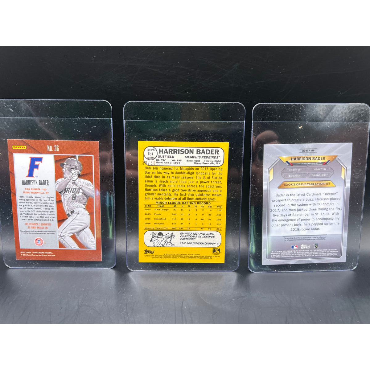 2015-18  Harrison Bader Auto Rookies Panini Bowman /150 Heritage /50, St. Louis Cardinals, San Fransisco Giants, Baseball Card