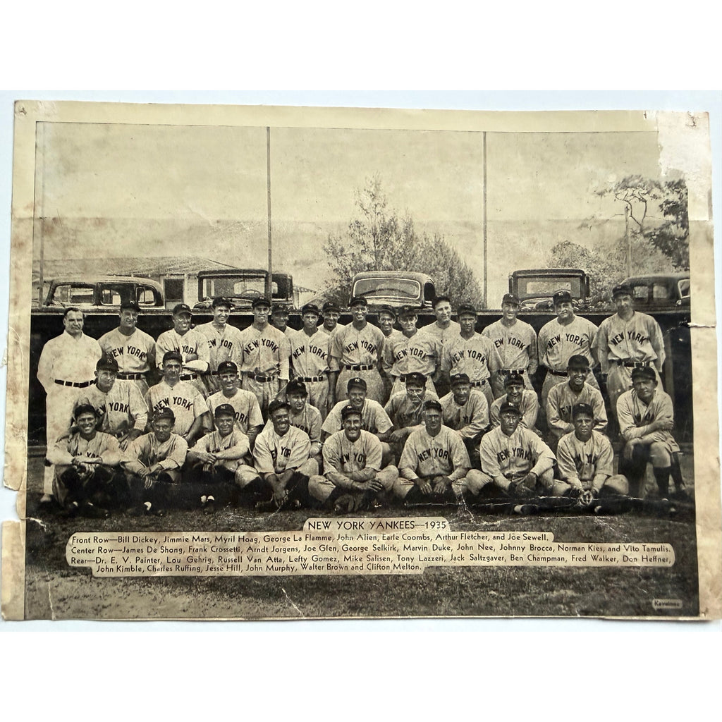 Original 1936 National Chicle R311 1935 New York Yankees Team Lou Gehrig Photo, Iron Horse, Bill Dickey, Lefty Gomez, Joe Sewell, Lazzeri