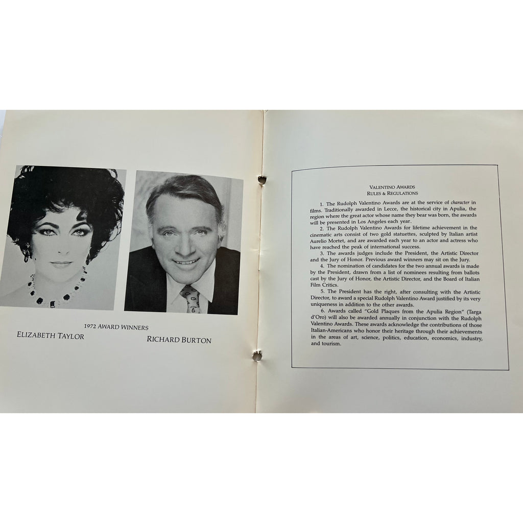 Rare 1990 Rudolph Valentino Award Program Hollywood, Sheik, Blood and Sand, Four Horseman of the Apocalypse, The Eagle, Cobra