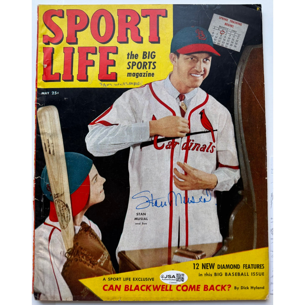 1949 Stan Musial Autographed Magazine Sport Life JSA Authenticated Musial Rookie Cardinals, Stan the Man, HOF, World Series Champion