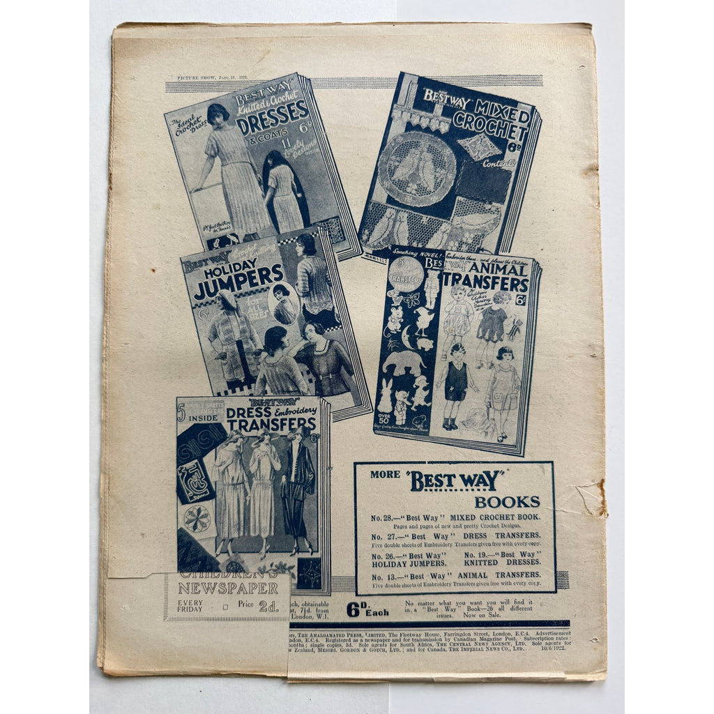 1922 Jack Dempsey Magazine UK Picture Show Manassa Mauler, Heavyweight Champ Boxing