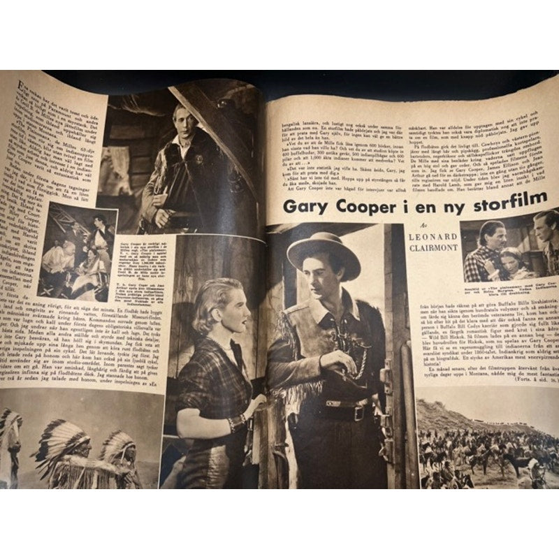 1936 Gary Cooper Magazine Film Journalen Marco Polo, Pride of the Yankees, The Texan, A Farewell to Arms, Wings, Mr. Deeds