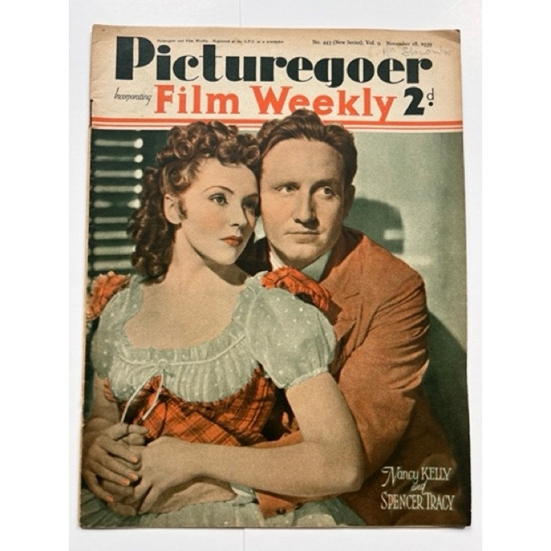 UK 1939 Spencer Tracy Magazine Picturegoer Stanley and Livingstone Hollywood, Adams Rib, Riff Raff, Old Man and the Sea, Mad Mad Mad World