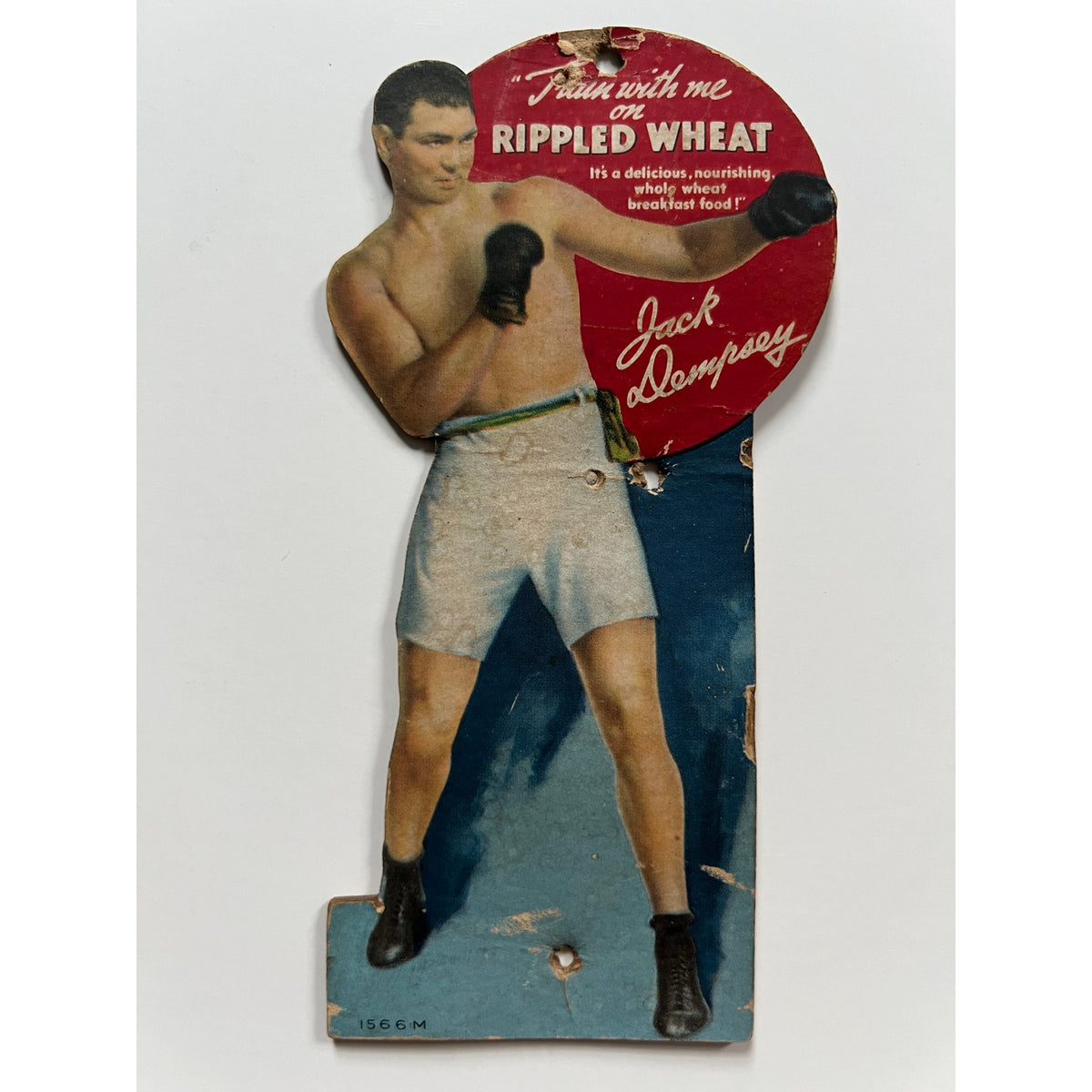RARE 1930 Rippled Wheat Jack Dempsey Display Card Manassa Mauler, Heavyweight Champ, Boxing, Fighter