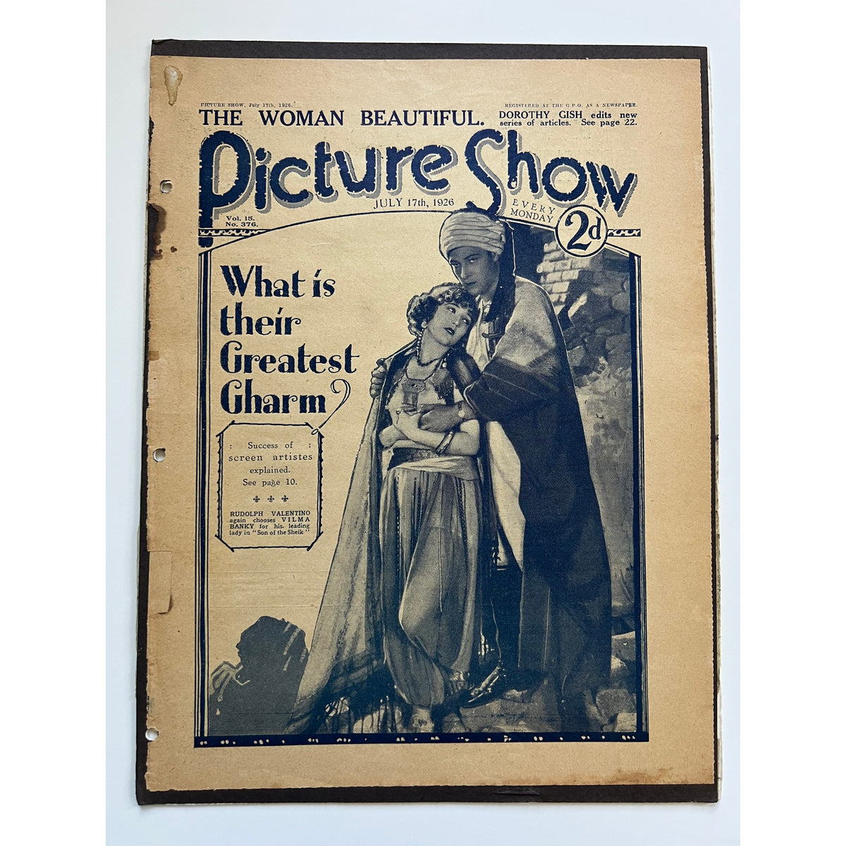 3 Rare UK 1920s Rudolph Valentino Picture Show Magazine Covers Son of the Sheik