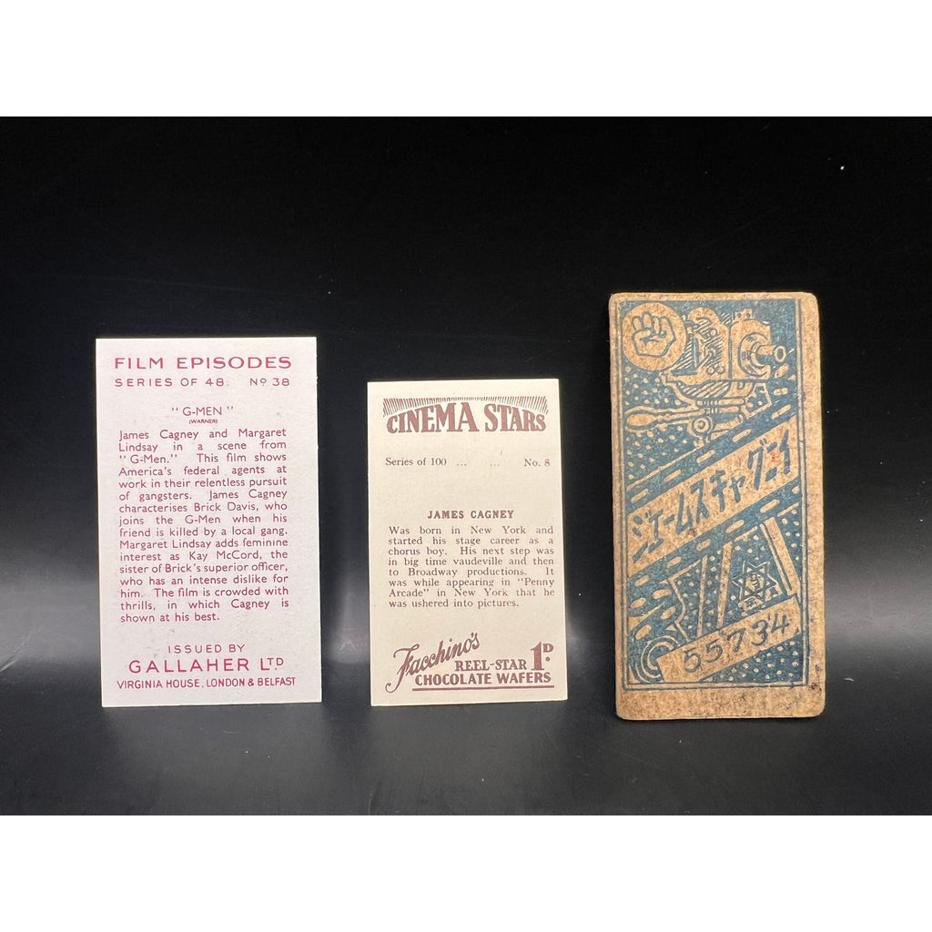 3 - 1930s James Cagney Cards Yankee Doodle Dandy, White Heat, Public Enemy, GMen, Warner Brothers, Angels with Dirty Faces, Oklahoma Kid