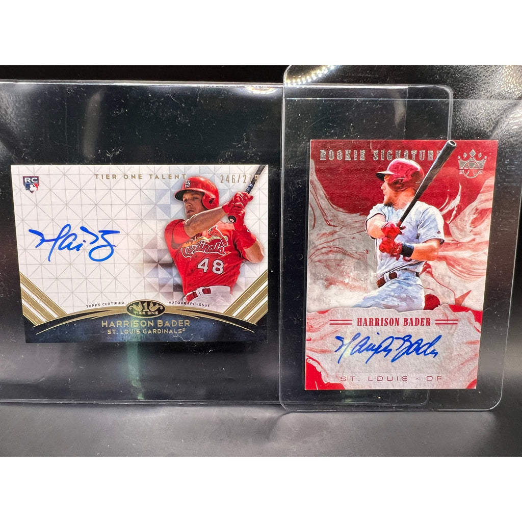 2 - 2018 Harrison Bader Auto Rookies RC St Louis Cardinals, San Francisco Giants Baseball Cards, Topps Tier One, Panini
