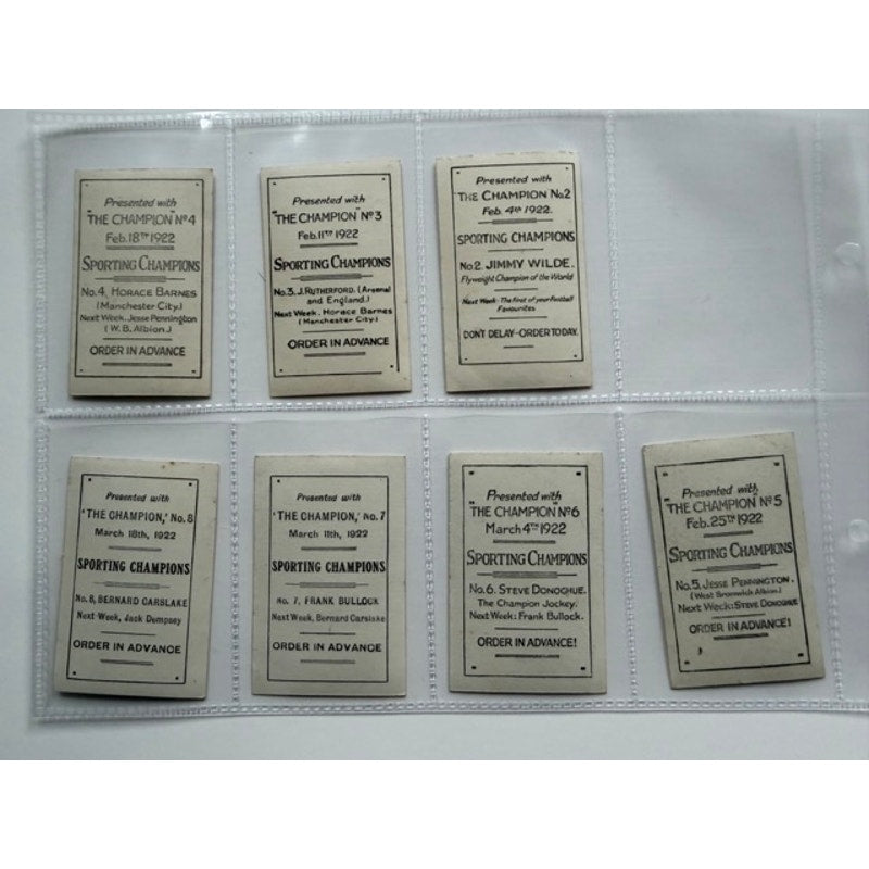 1922 Sporting Champions 30 Card Set Boxing, Horse Racing, Football Benny Leonard, Battling Siki, Kid Lewis