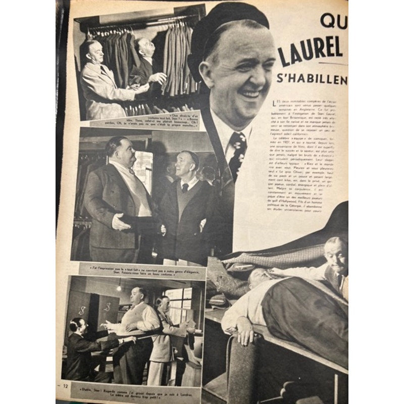 RARE 1947 French Le Soir Illustre Laurel and Hardy Magazine Stan Laurel Oliver Hardy, Bonnie Scotland, Pardon Us, Sons of the Desert