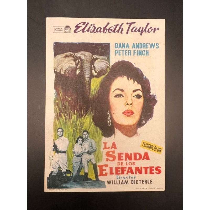 1960s Spanish Elizabeth Taylor Movie Herald Handbill Elephant Walk Hollywood, National Velvet, Cleopatra, Little Women, Giant
