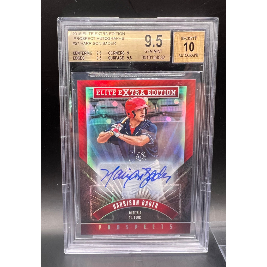 2015 Elite Extra Edition Harrison Bader Auto Beckett 9.5/10 St. Louis Cardinals, San Fransisco Giants, MLB, Baseball Card